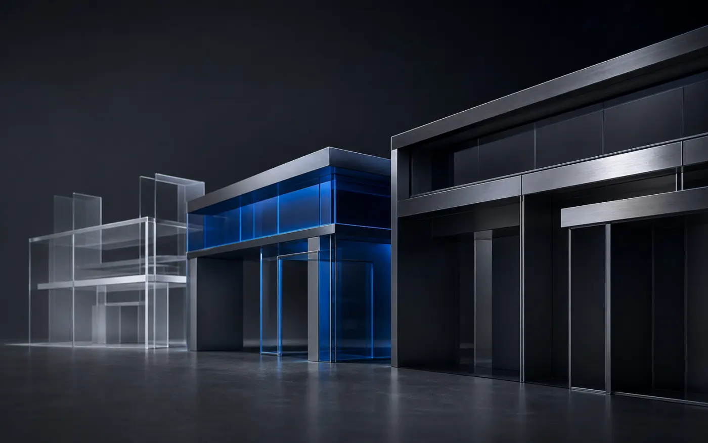 Modular graphite and cobalt structures progressing from transparent plans to solid systems